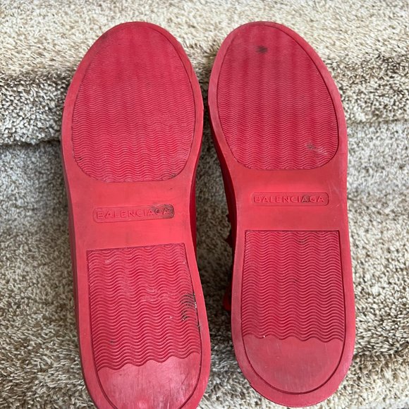 Balenciaga Arena Men's Red Leather High Top Sneakers. - Picture 11 of 14